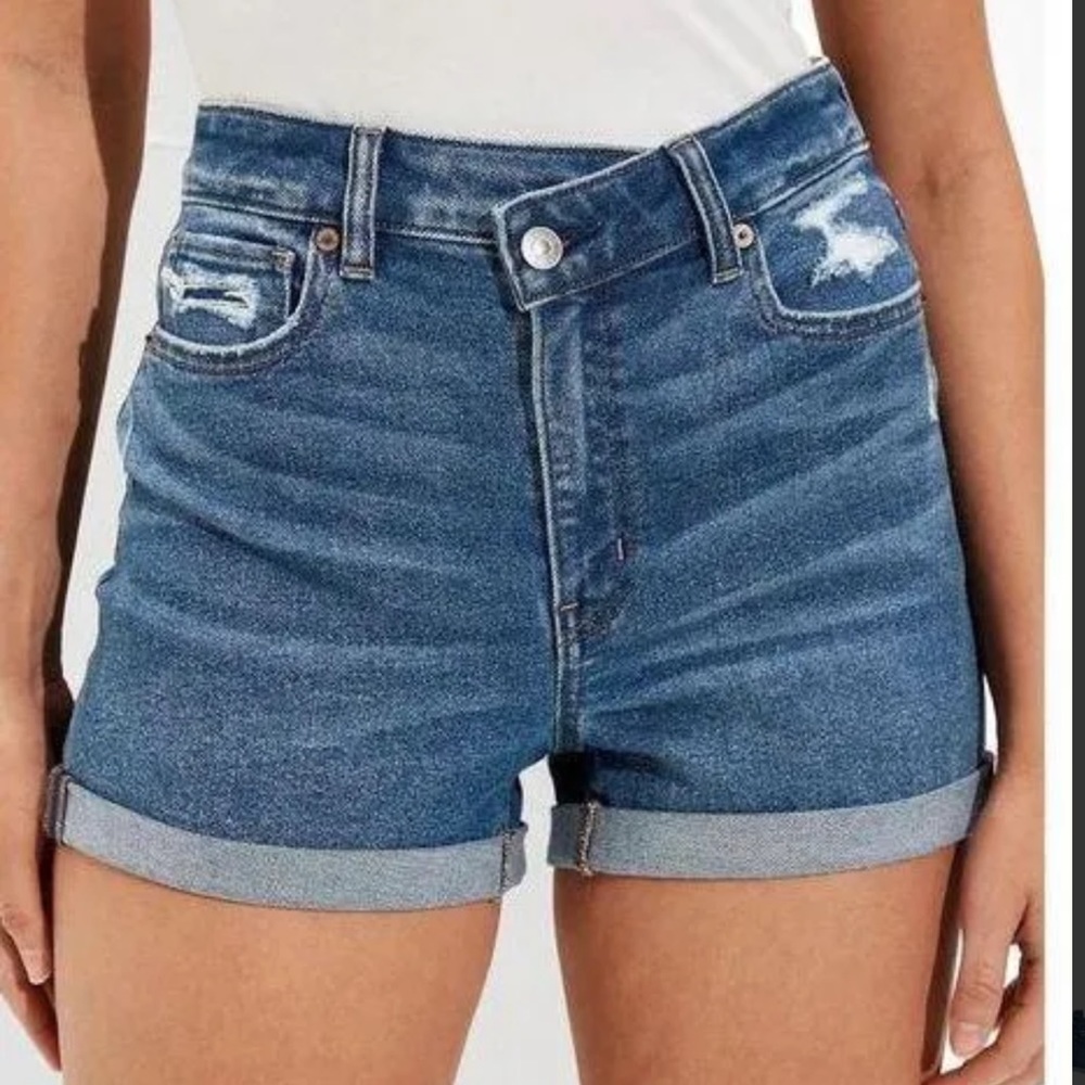American Eagle Stretch Crossover Denim Mom Shorts